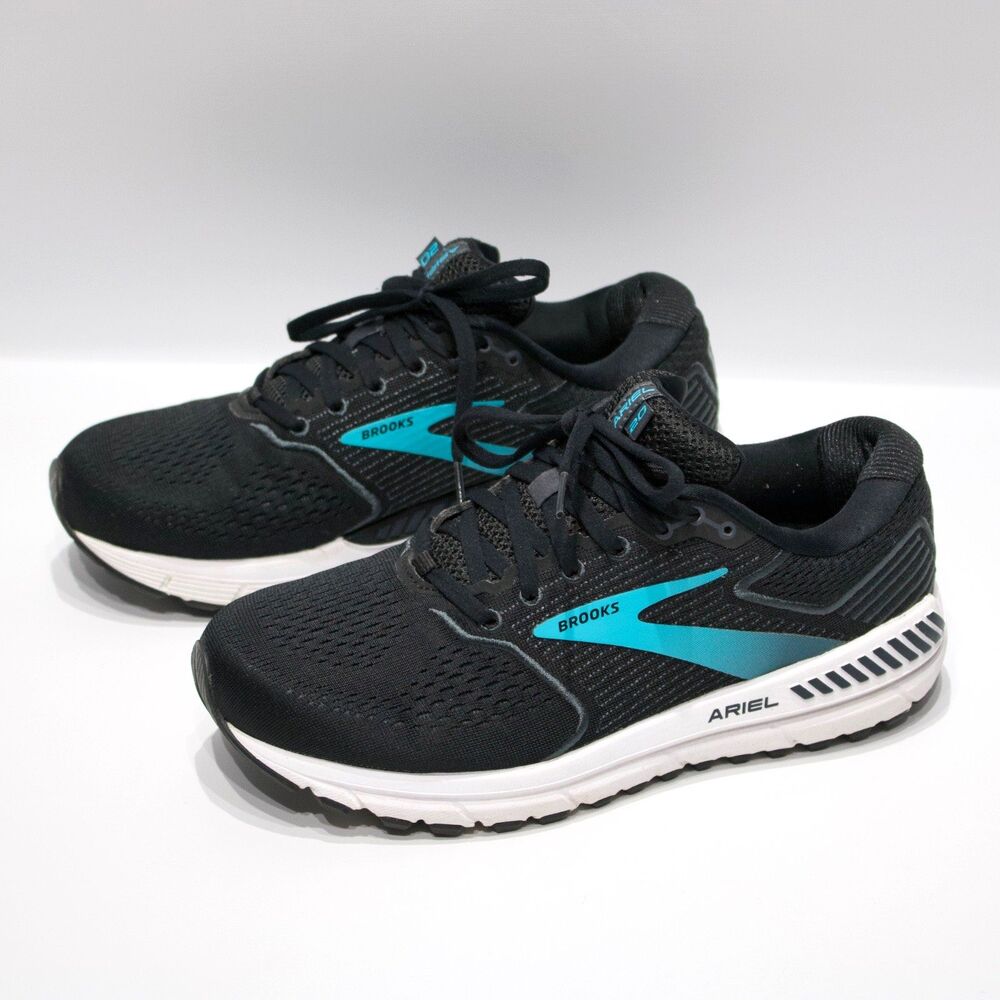 Brooks Ariel 20 Black Teal Walking Running Shoes Women Size 9D Wide - Light Wear